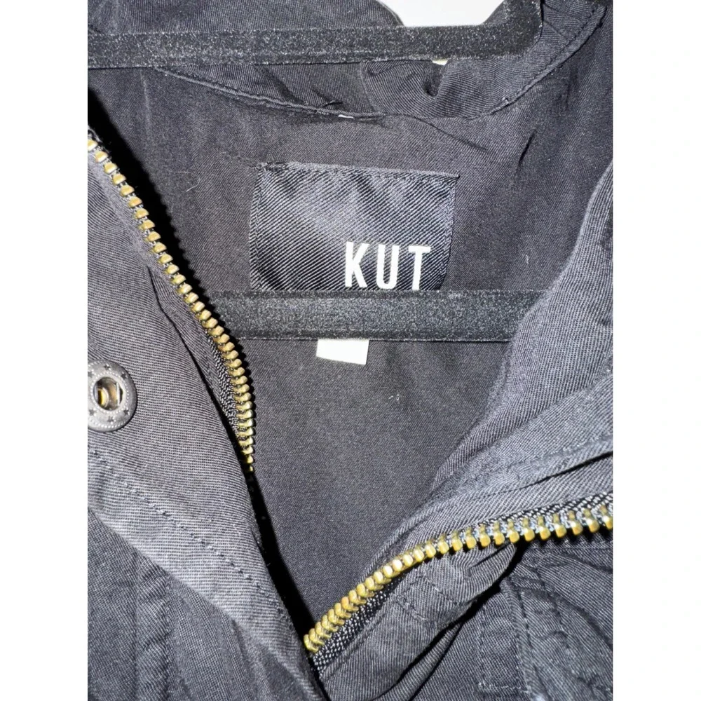 kut from the kloth black‎ longsleeve button up zip jacket womens XS EUC